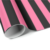 Vertikale rosa und schwarze Streifen Geschenkpapier (Rolleneckpunkt)