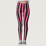 Vertikale rosa und schwarze Streifen Leggings<br><div class="desc">Abstrakte digitale Kunst der vertikalen rosa und schwarzen Streifen</div>