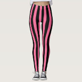 Vertikale rosa und schwarze Streifen Leggings (Vorderseite)