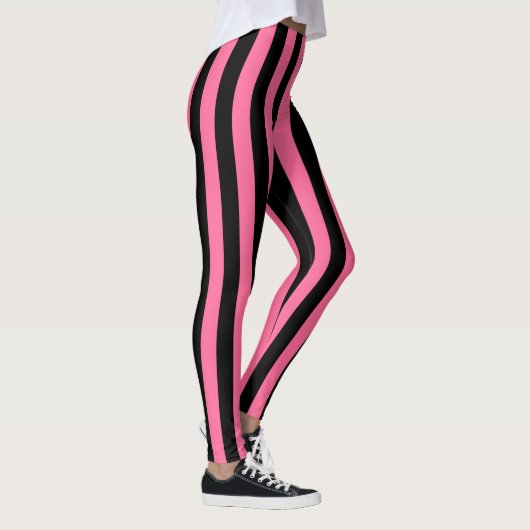 Vertikale rosa und schwarze Streifen Leggings (Rechts)