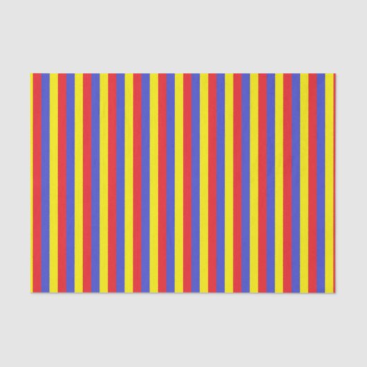Vertikale rote, blaue und gelbe Streifen Seidenpapier (Vorderseite)
