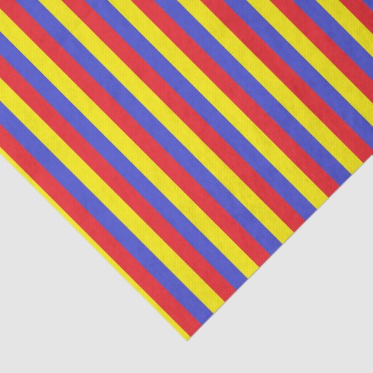 Vertikale rote, blaue und gelbe Streifen Seidenpapier (Ausschnitt)