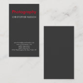 Vertikale rote graue Fotografie Visitenkarte (Vorne/Hinten)