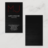 Vertikale rote Monogramm-Graue Visitenkarte (Vorne/Hinten)