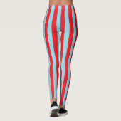 Vertikale rote und blaue Pastellstreifen Leggings (Rückseite)