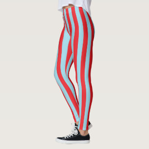 Vertikale rote und blaue Pastellstreifen Leggings