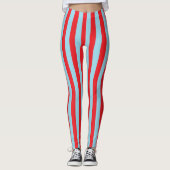 Vertikale rote und blaue Pastellstreifen Leggings (Vorderseite)