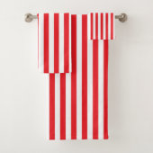 Vertikale rote und weiße Streifen Badhandtuch Set (Insitu)