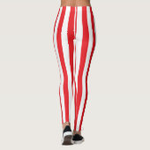 Vertikale rote und weiße Streifen Leggings (Rückseite)