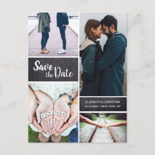 Vertikale Save the Date Multi-Foto-Collage individ Ankündigungspostkarte