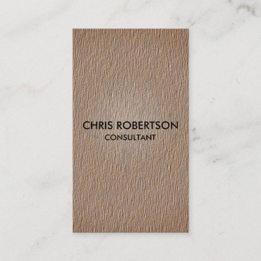 Vertikale Schlichte Beige-Holzeffektkarte Visitenkarte (Vorderseite)