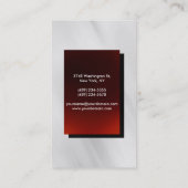 Vertikale Schlichte, grau-rote attraktive Visitenk Visitenkarte (Rückseite)