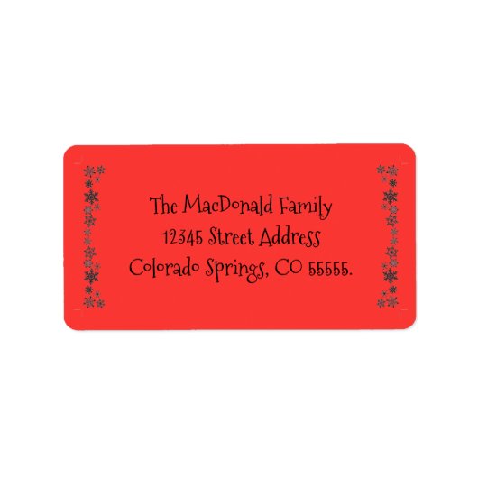 Vertikale Schneeflocken rot - Adressenaufschrift Adressaufkleber (Vorne)