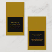 Vertikale Schwarz-Gold-Farbe Moderne, stilvolle Tr Visitenkarte (Vorne/Hinten)