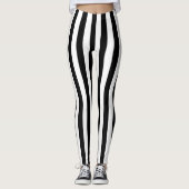 Vertikale Schwarz-Weiß-Streifen Leggings (Vorderseite)