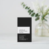 Vertikale Schwarz-weiße Berufliche Visitenkarte (Stehend Vorderseite)