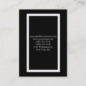 Vertikale Schwarz-weiße Chubby Moderne Visitenkart Visitenkarte (Rückseite)