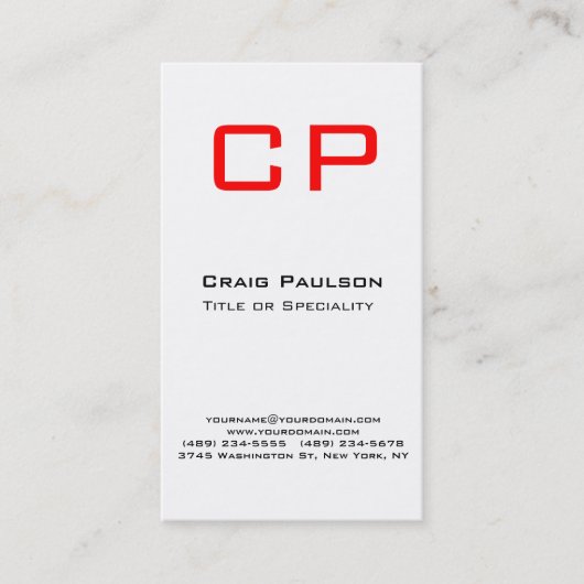 Vertikale Schwarz-weiße Monogram-Visitenkarte Visitenkarte (Vorderseite)