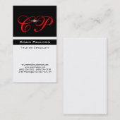 Vertikale Schwarz-weiße Monogram-Visitenkarte Visitenkarte (Vorne/Hinten)