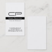 Vertikale Schwarz-weiße Monogramm-Visitenkarte Visitenkarte (Vorne/Hinten)