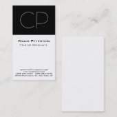 Vertikale Schwarz-weiße Monogramm-Visitenkarte Visitenkarte (Vorne/Hinten)