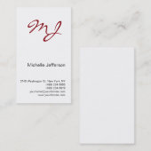 Vertikale Schwarz-weiße rote Monogramm-Visitenkart Visitenkarte (Vorne/Hinten)