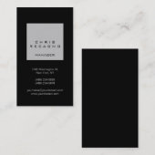 Vertikale schwarze Silber-Grau-Platz-Visitenkarte Visitenkarte (Vorne/Hinten)