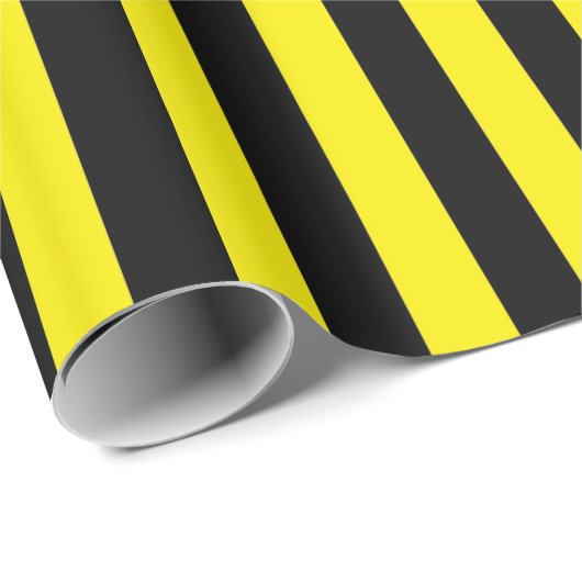 Vertikale schwarze und gelbe Streifen Geschenkpapier (Rolleneckpunkt)