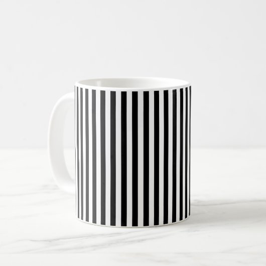 Vertikale Schwarzweiss-Streifen Kaffeetasse (Vorderseite Links)