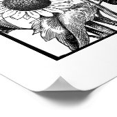 Vertikale Sonnenblumen Art Schwarz und Weiß drucke (Ecke)