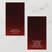 Vertikale, stilvolle Dark Red Consultant Business Visitenkarte (Vorne/Hinten)