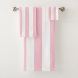 Vertikale Streifen Baby rosa und weiß gestreift Badhandtuch Set