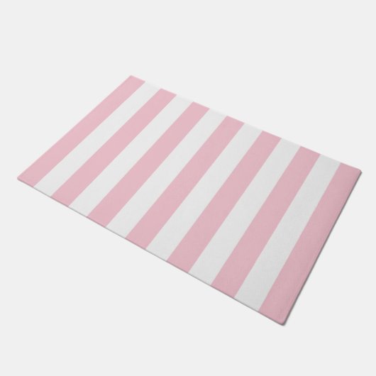 Vertikale Streifen Baby rosa und weiß gestreift Fußmatte (Schrägansicht)