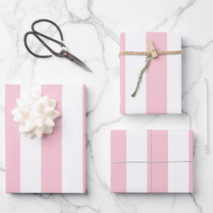 Vertikale Streifen Baby rosa und weiß gestreift Geschenkpapier Set
