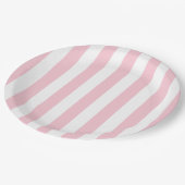 Vertikale Streifen Baby rosa und weiß gestreift Pappteller (Schrägansicht)