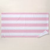 Vertikale Streifen Baby rosa und weiß gestreift Strandtuch (Vorderseite)