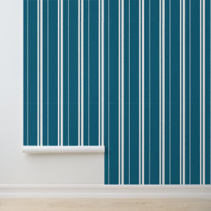 Vertikale Streifen blau und weiß Tapete