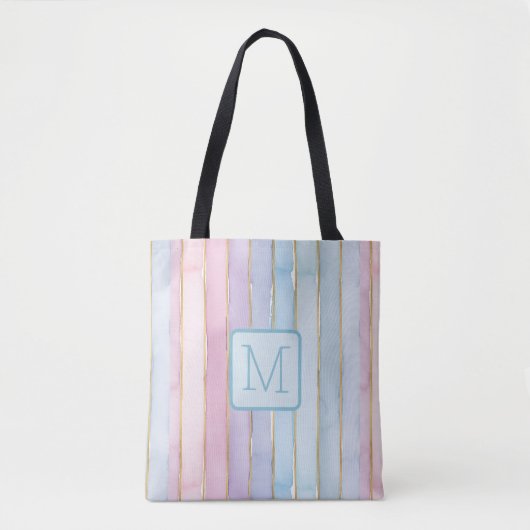 Vertikale Streifen-Blues-Color-Block-Monogramm Tasche (Vorderseite)
