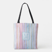 Vertikale Streifen-Blues-Color-Block-Monogramm Tasche (Rückseite)