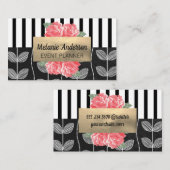 Vertikale Streifen | Blume Chalk Doodle Visitenkarte (Vorne/Hinten)