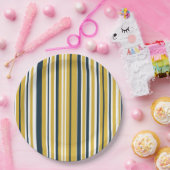 Vertikale Streifen, gelb, blau, weiß Pappteller (Party)