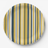 Vertikale Streifen, gelb, blau, weiß Pappteller (Vorderseite)