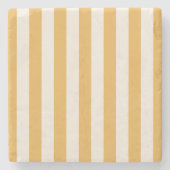 Vertikale Streifen, gelb und weiß gestrichen Steinuntersetzer (Vorderseite)