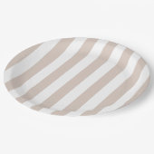 Vertikale Streifen in Beige und Weiß gestreift Pappteller (Schrägansicht)
