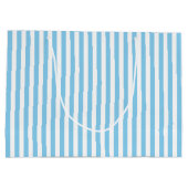 Vertikale Streifen in blau und weiß mittlerer Größ Große Geschenktüte (Rückseite)