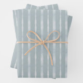 Vertikale Streifen in dunkelblau und schimmernd si Geschenkpapier Set (Beispiel)