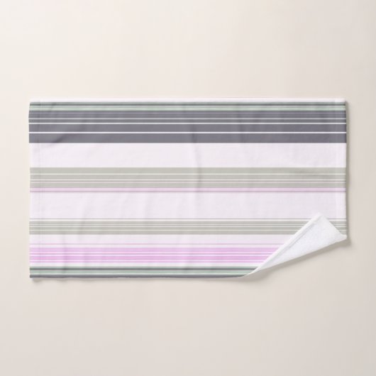 Vertikale Streifen in Grau und Rosa. Badhandtuch Set (Handtuch)