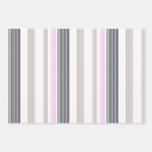 Vertikale Streifen in Grau und Rosa. Geschenkpapier Set (Vorderseite 3)