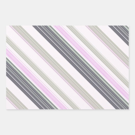 Vertikale Streifen in Grau und Rosa. Geschenkpapier Set (Vorderseite 2)