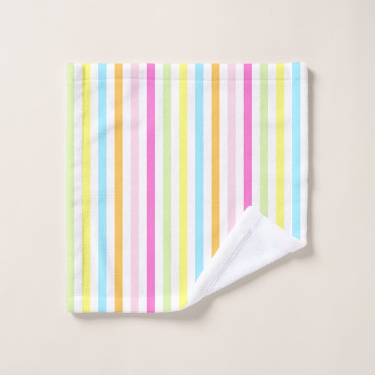 Vertikale Streifen in mehrfarbigen Pastellfarben Badhandtuch Set (Waschlappen)